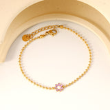 8mm six-petal flower black/purple/red/pink/blue oil drip accessories 2.0 bead chain *18+3mm+6mm round sign bracelet Golden