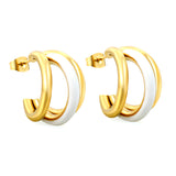 Wire 3*W16*H20mm Triple C-shaped with center white/black/pink/mint green drop earrings gold color