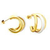 Wire 3*W16*H20mm Triple C-shaped with center white/black/pink/mint green drop earrings gold color