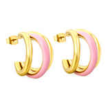 Wire 3*W16*H20mm Triple C-shaped with center white/black/pink/mint green drop earrings gold color