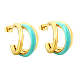 Wire 3*W16*H20mm Triple C-shaped with center white/black/pink/mint green drop earrings gold color