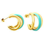 Wire 3*W16*H20mm Triple C-shaped with center white/black/pink/mint green drop earrings gold color