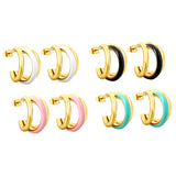 Wire 3*W16*H20mm Triple C-shaped with center white/black/pink/mint green drop earrings gold color