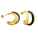 Wire 3*W16*H20mm Triple C-shaped with center white/black/pink/mint green drop earrings gold color