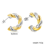 C-Shape Twist Earrings 6*23mm in gold