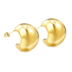 Fat Arc Goldtone Stud Earrings 17.8*22.7mm