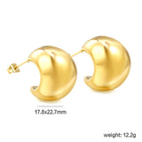 Fat Arc Goldtone Stud Earrings 17.8*22.7mm