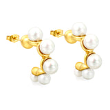 23mm C-shaped with 4 (4, 5, 6mm) large and small bead ear clips Gold color