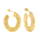 U-shaped textured earrings 24.6*26mm gold color