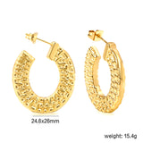 U-shaped textured earrings 24.6*26mm gold color