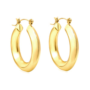 Hollow opening round corner ear clips 6*32mm steel / gold color