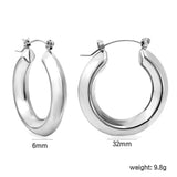 Hollow opening round corner earrings 6*32mm thick steel/golden