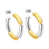 C Shape 4 Sections Sausage Earrings Thick 4.2*27mm Meso Goldtone