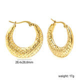 Round snake pattern earrings 28.4*26.6mm gold color