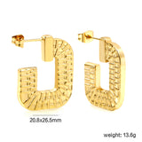 Open square texture earrings 20.8*26.5mm Gold color