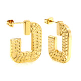 Open square texture earrings 20.8*26.5mm Gold color