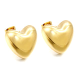 Heart-shaped gold-colored stud earrings 18*16.6mm