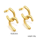 Crooked Double C Stud Earrings 13*25.3mm Gold Color