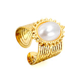 15*21mm Lace Oval with Pearls/Pink Crystals/Tiger's Eye Split Ring Gold 8