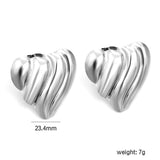 Ripple Heart Goldtone Stud Earrings 23.4mm