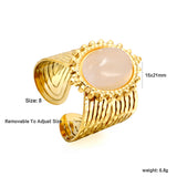 15*21mm Lace Oval with Pearls/Pink Crystals/Tiger's Eye Split Ring Gold 8