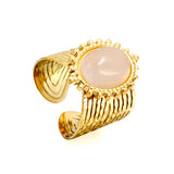 15*21mm Lace Oval with Pearls/Pink Crystals/Tiger's Eye Split Ring Gold 8