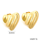 Ripple Heart Goldtone Stud Earrings 23.4mm