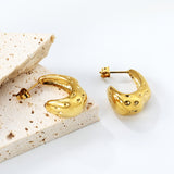 C-Shape Bumpy Earrings Goldtone