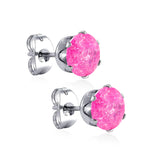 Qty 10pcs 6mm Six Catch Round Mixed Color Diamonds Steel Stud Earrings