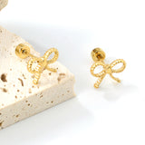 Screw plug 0.8*8mm pin + 10.9*8.6mm bow earrings Gold color