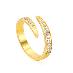 New PVD 18K gold plated with white diamonds open ring