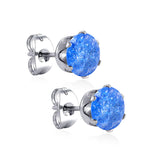 Qty 10pcs 6mm Six Catch Round Mixed Color Diamonds Steel Stud Earrings