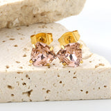 3 pairs of white/mineral black/red/light pink/champagne color 7mm equilateral triangle diamond earrings set Gold color