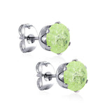 Qty 10pcs 6mm Six Catch Round Mixed Color Diamonds Steel Stud Earrings