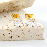 3 pairs of white/mineral black/red/light pink/champagne color 7mm equilateral triangle diamond earrings set Gold color