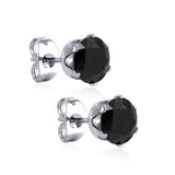 Qty 10pcs 6mm Six Catch Round Mixed Color Diamonds Steel Stud Earrings