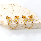 ¡°8mm six petal flower white/blue oil drops +03 cross chain 30mm accessories earrings gold color¡±