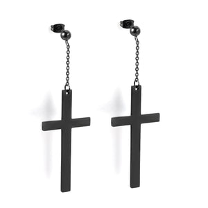 5mm Steel Beads + 20mm Chain + 50*25.4mm Cross Earrings