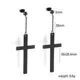 5mm Steel Beads + 20mm Chain + 50*25.4mm Cross Earrings