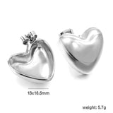 Heart-shaped gold-colored stud earrings 18*16.6mm