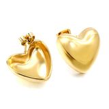 Heart-shaped gold-colored stud earrings 18*16.6mm