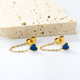 5*5.8mm heart-shaped stick white zirconium/purple drip oil/dark blue drip oil +03 cross chain 30mm accessories earrings gold color