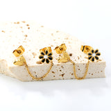 8mm black flower + 6.7*5.6mm butterfly + 03 cross chain 30mm accessories earrings gold color