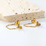 8.2*6mm heart shape with white zirconium+03 cross chain 30mm accessories Earrings gold color