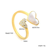 Two Hearts Small Diamonds & Inlaid Shell Ring