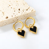 2*10mm I.D. earrings with 12.2*10.4mm heart shaped sticky white/black/red shell fittings Gold color