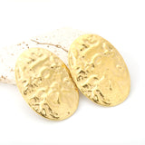 46.2*66.4mm shield textured face earrings gold color