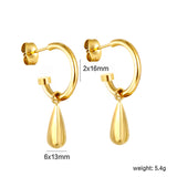 2*16mm O.D. C-Shape with 6*13mm Drops Earrings Gold Color