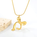 24*32mm bow pendant 1.2mm round snake*45+5cm+6mm round plaque necklace gold color