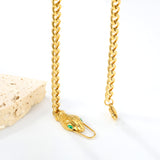 10*17.2mm Snake Head Sticky Green Zirconium Accessories Thickness 2.3+Width 5mm*Length 40cm Chain Necklace 45cm Gold color